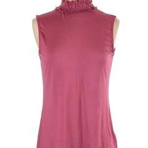 Leo & Nicole Sleeveless Ruffled Neck Blouse in Mauve